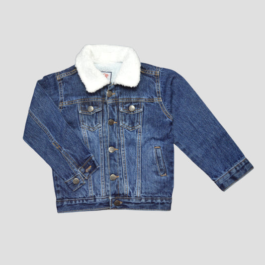 Dark blue denim fur jacket for boys 2 - 10 year