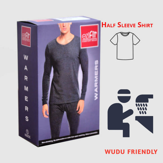 CHARCOAL BLACK EziFit Half Sleeves Warmer Shirt