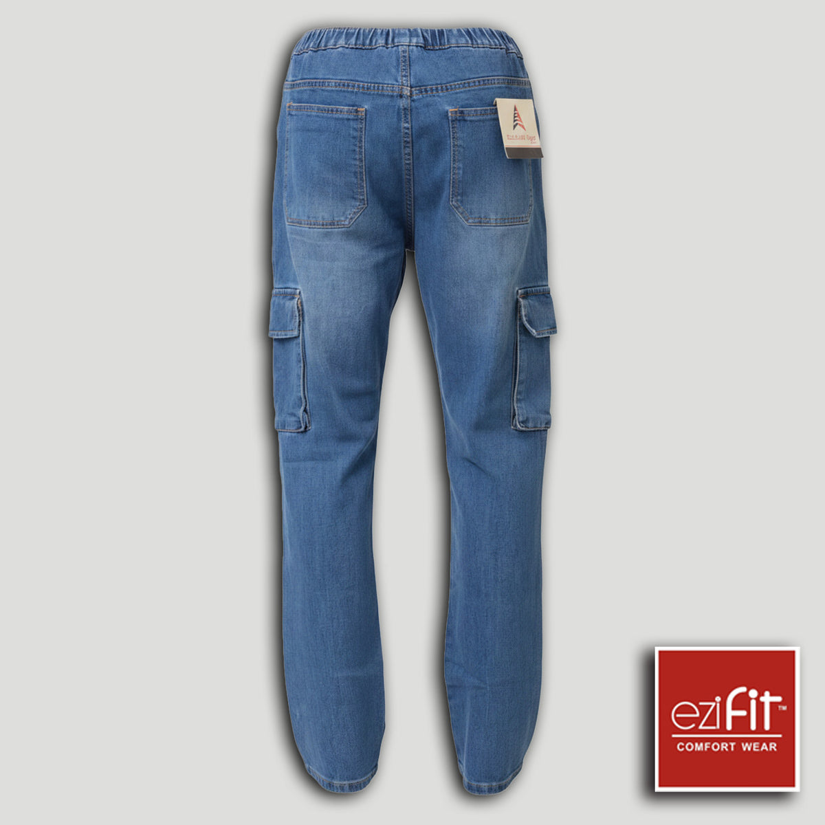 Men Denim Cargo Pant Mid Blue