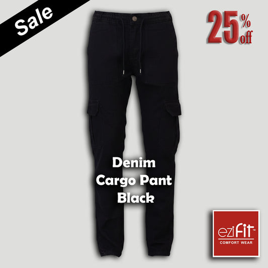 Men Denim Cargo Pant Black