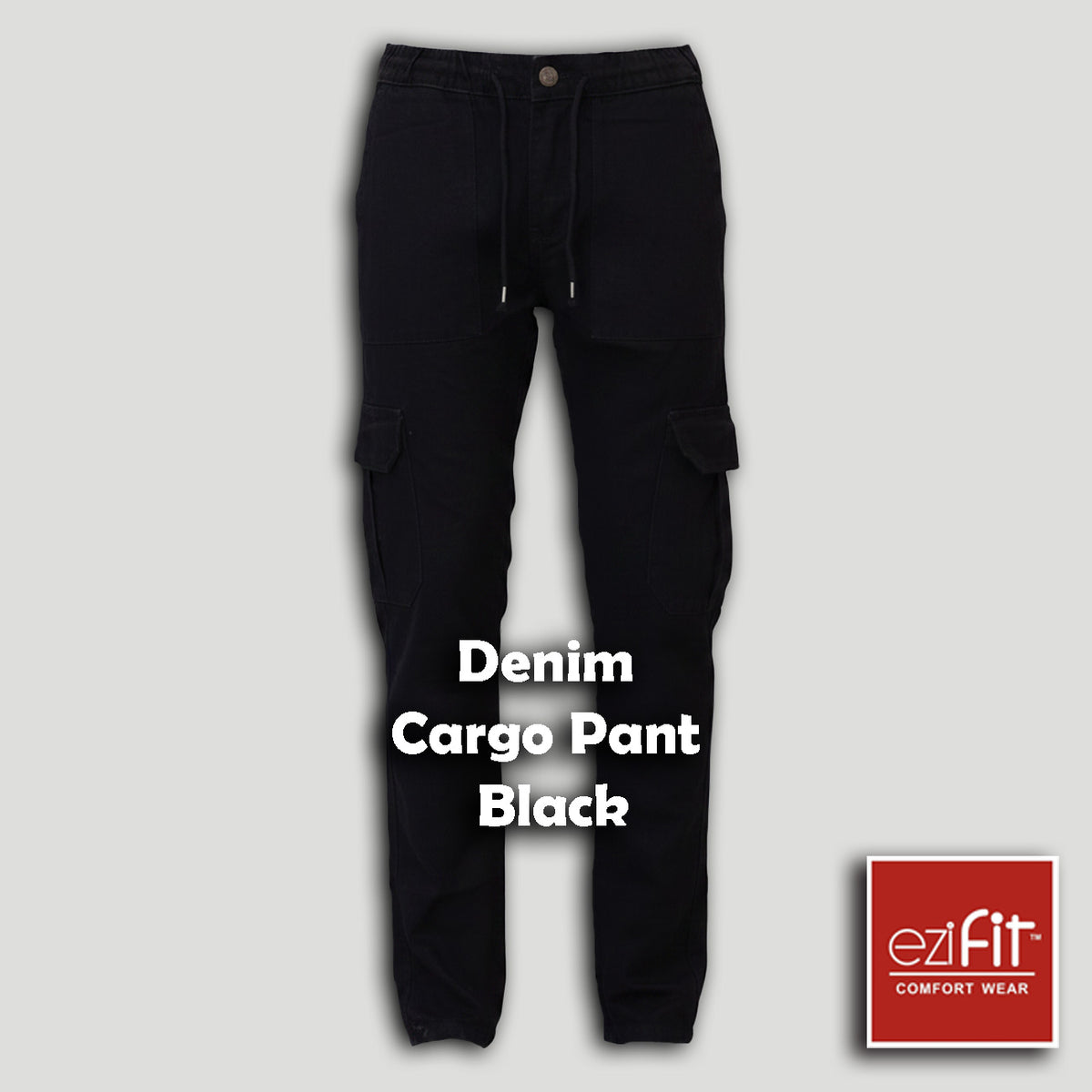 Men Denim Cargo Pant Black