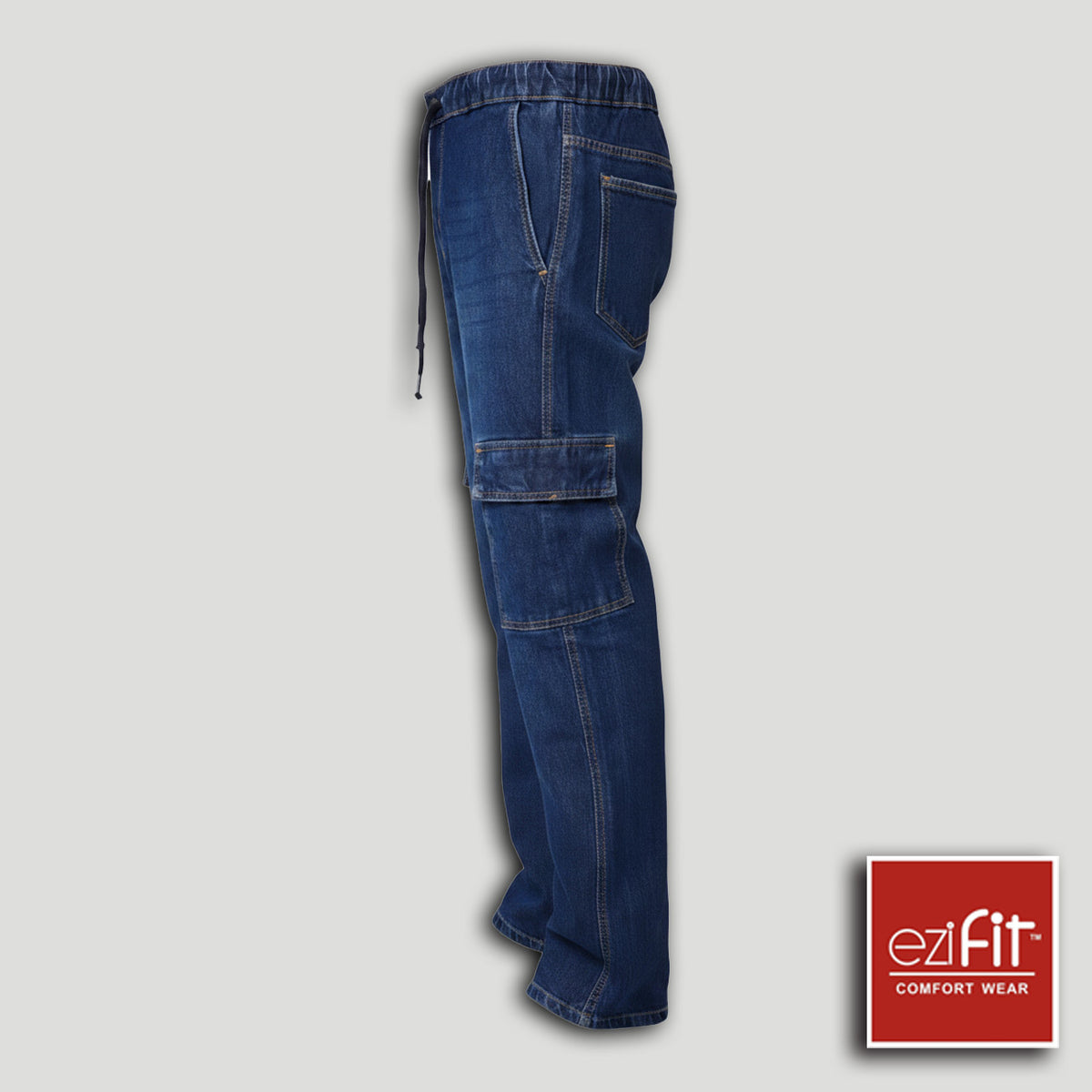Men Denim Cargo Pant Blue