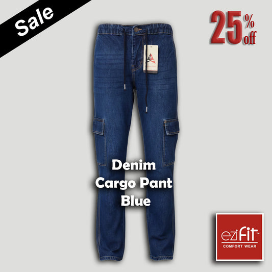 Men Denim Cargo Pant Blue