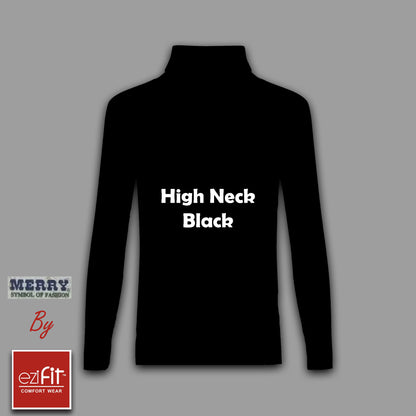 EZIFIT Cotton Lycra High Neck - BLACK