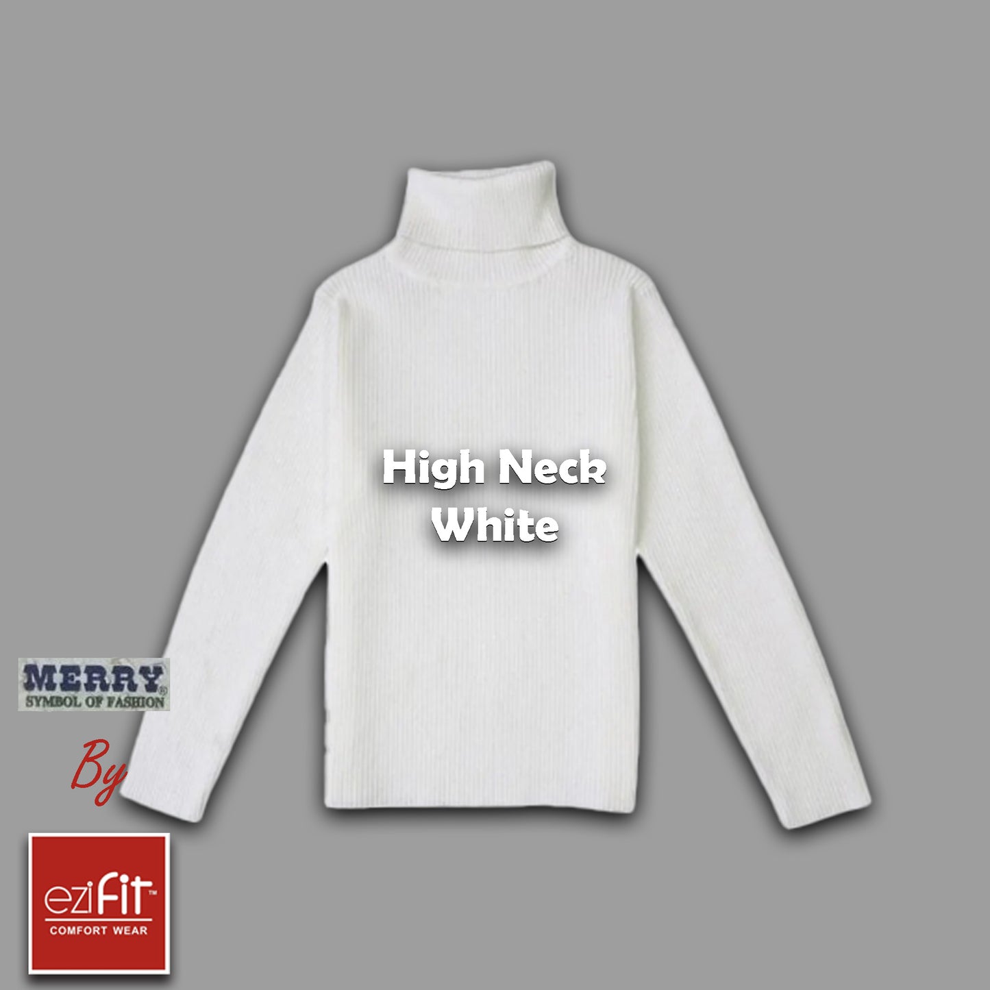 EZIFIT Cotton Lycra High Neck - WHITE