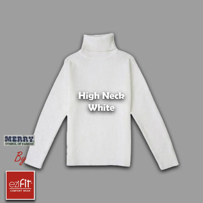 EZIFIT Cotton Lycra High Neck - WHITE
