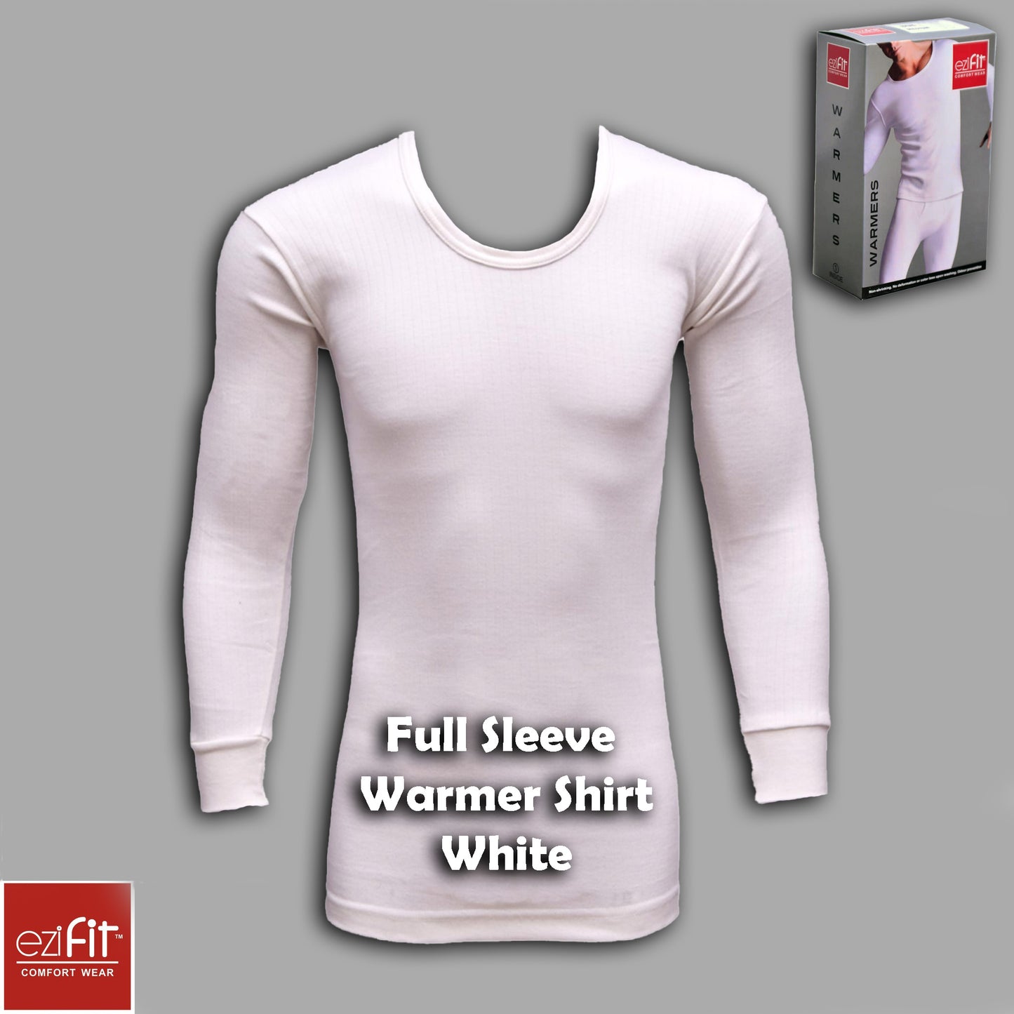 WHITE EziFit Full Sleeves Warmer Shirt