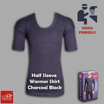 CHARCOAL BLACK EziFit Half Sleeves Warmer Shirt