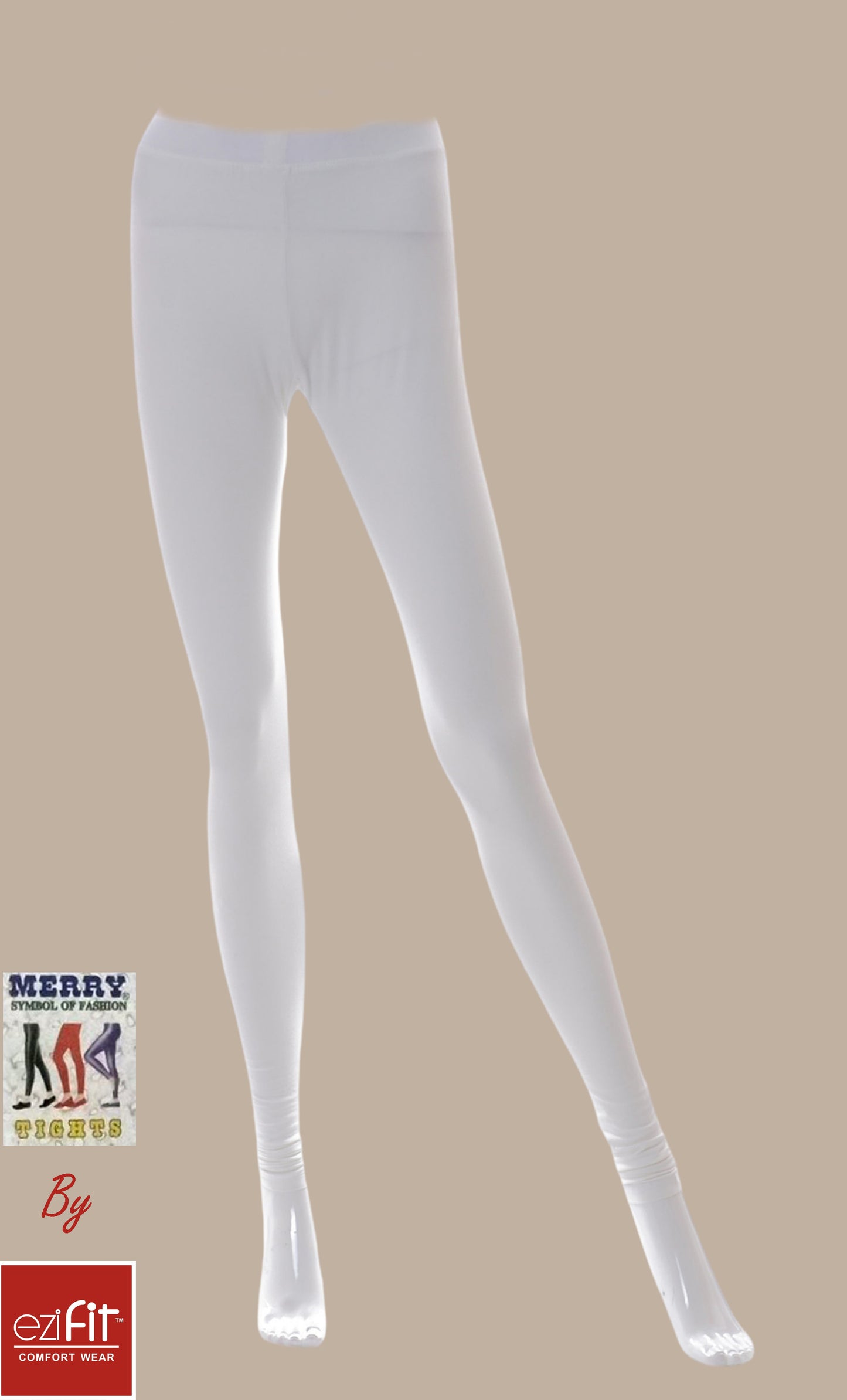 EZIFIT Cotton Lycra Tights OFF - WHITE
