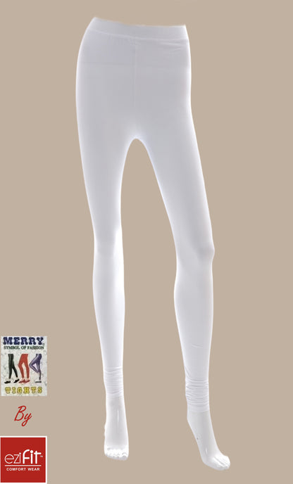 EZIFIT Cotton Lycra Tights WHITE