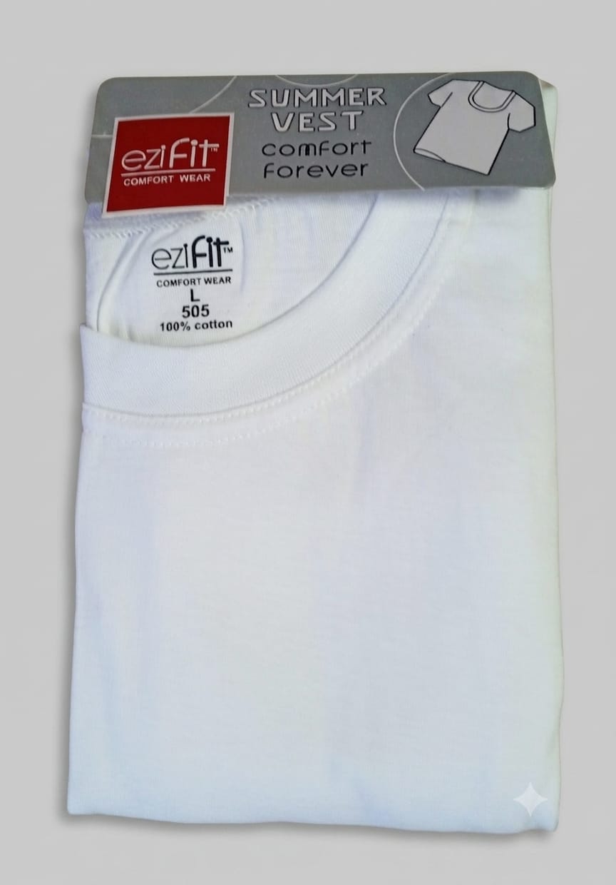 EziFit Premium Combed Cotton Round Neck Short Sleeve Vest For Men