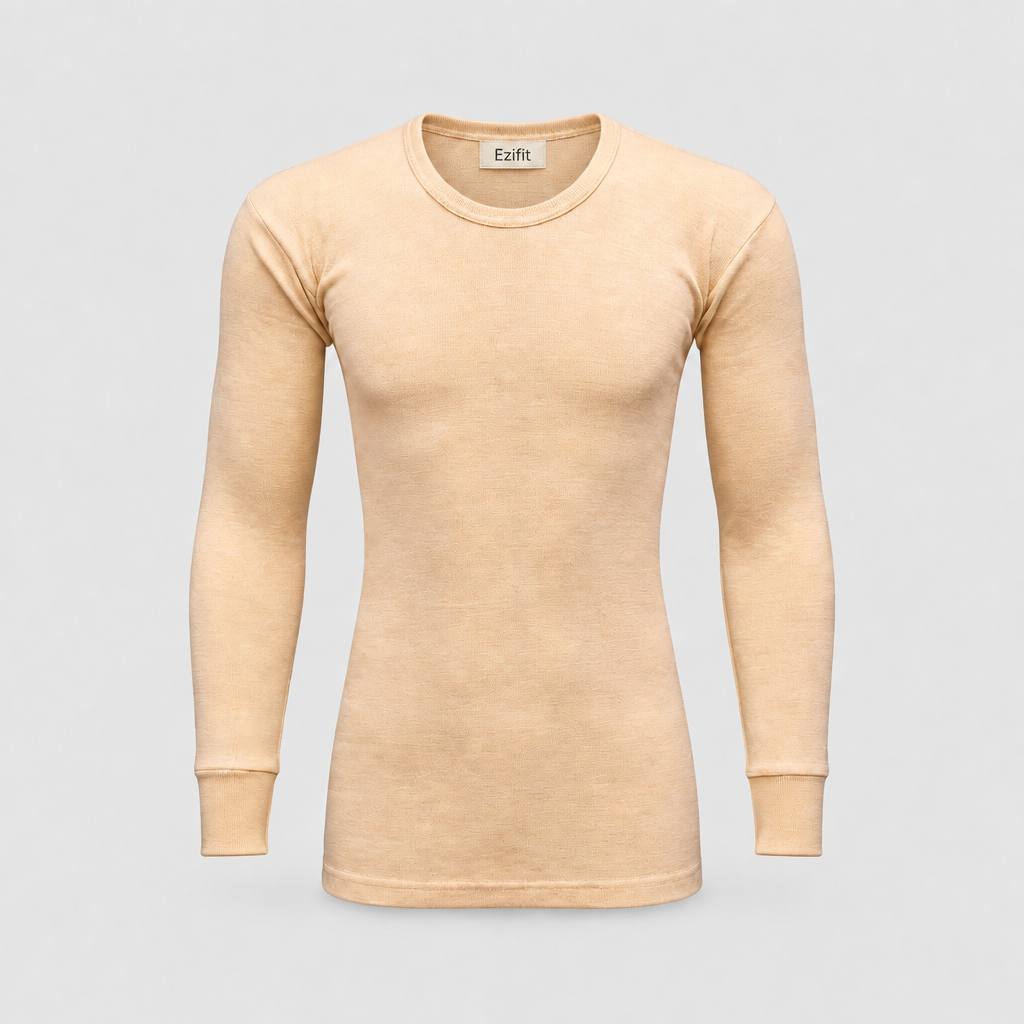 Beige warmer with Ezifit back-neck tag