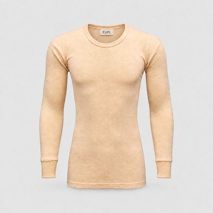 Beige warmer with Ezifit back-neck tag