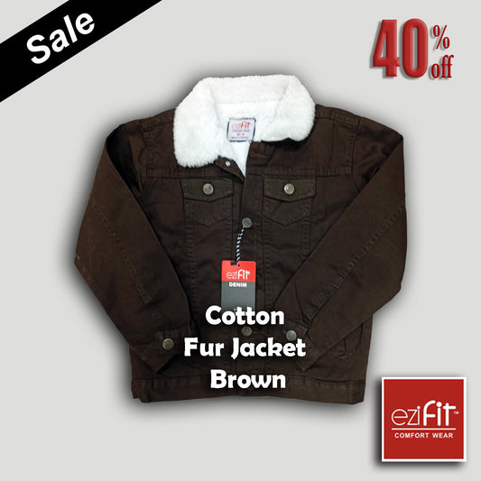 Cotton fur jacket - Brown for boys 2 - 11 year