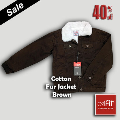 Cotton fur jacket - Brown for boys 2 - 11 year