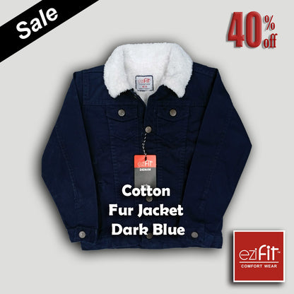 Cotton fur jacket - Dark blue for boys 2 - 11 year