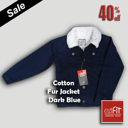 Cotton fur jacket - Dark blue for boys 2 - 11 year