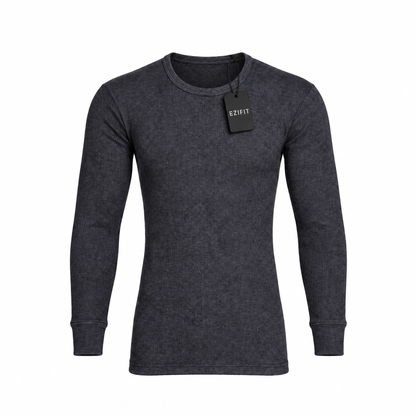 Charcoal thermal top with Ezifit hangtag on white