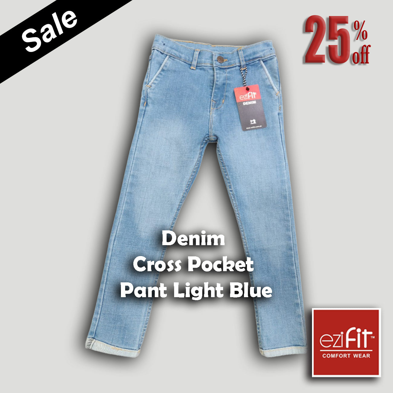Denim cross pocket pant Light Blue