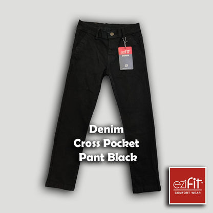 Denim cross pocket pant Black