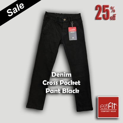 Denim cross pocket pant Black