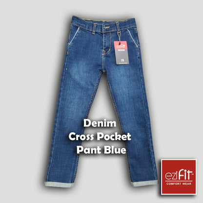 Denim cross pocket pant Blue