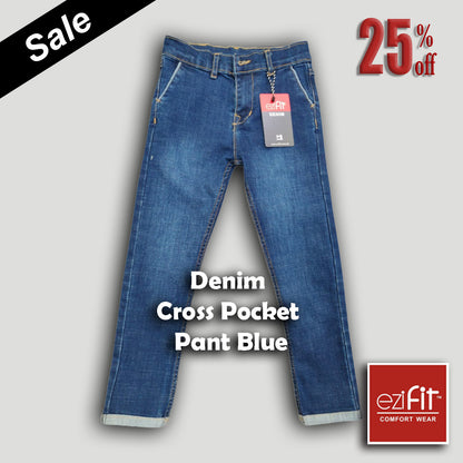 Denim cross pocket pant Blue