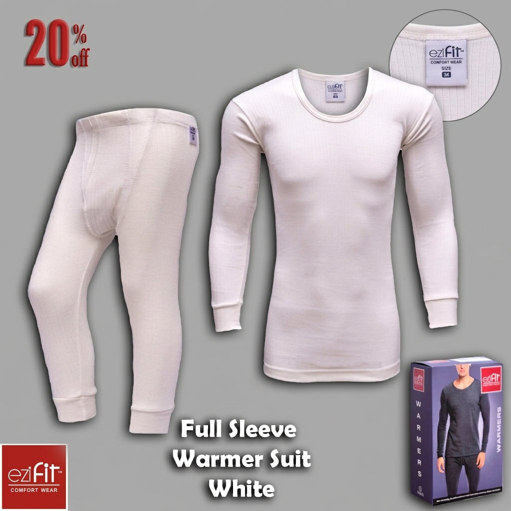 WHITE EziFit Full Sleeves Warmer Suit