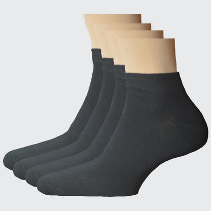 EziFit Men's Black Cotton Ankle Socks, (PACK OF 4)