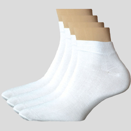 EziFit Men's White Cotton Ankle Socks, (PACK OF 4)