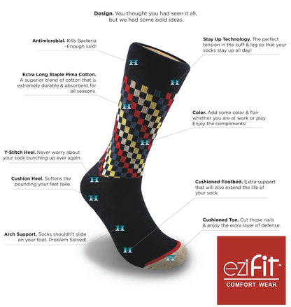 EziFit Men's Cotton Full length Socks (PACK OF 4) - (101)