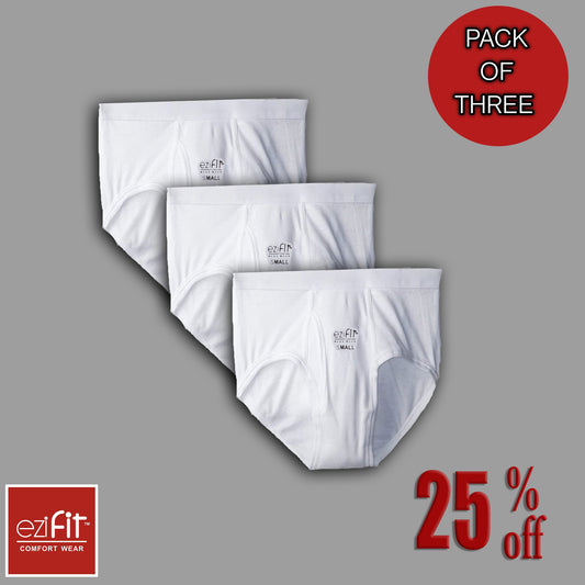 EziFit Pure Combed Cotton Fabric Underwear Briefs For Men (Pack of 3)