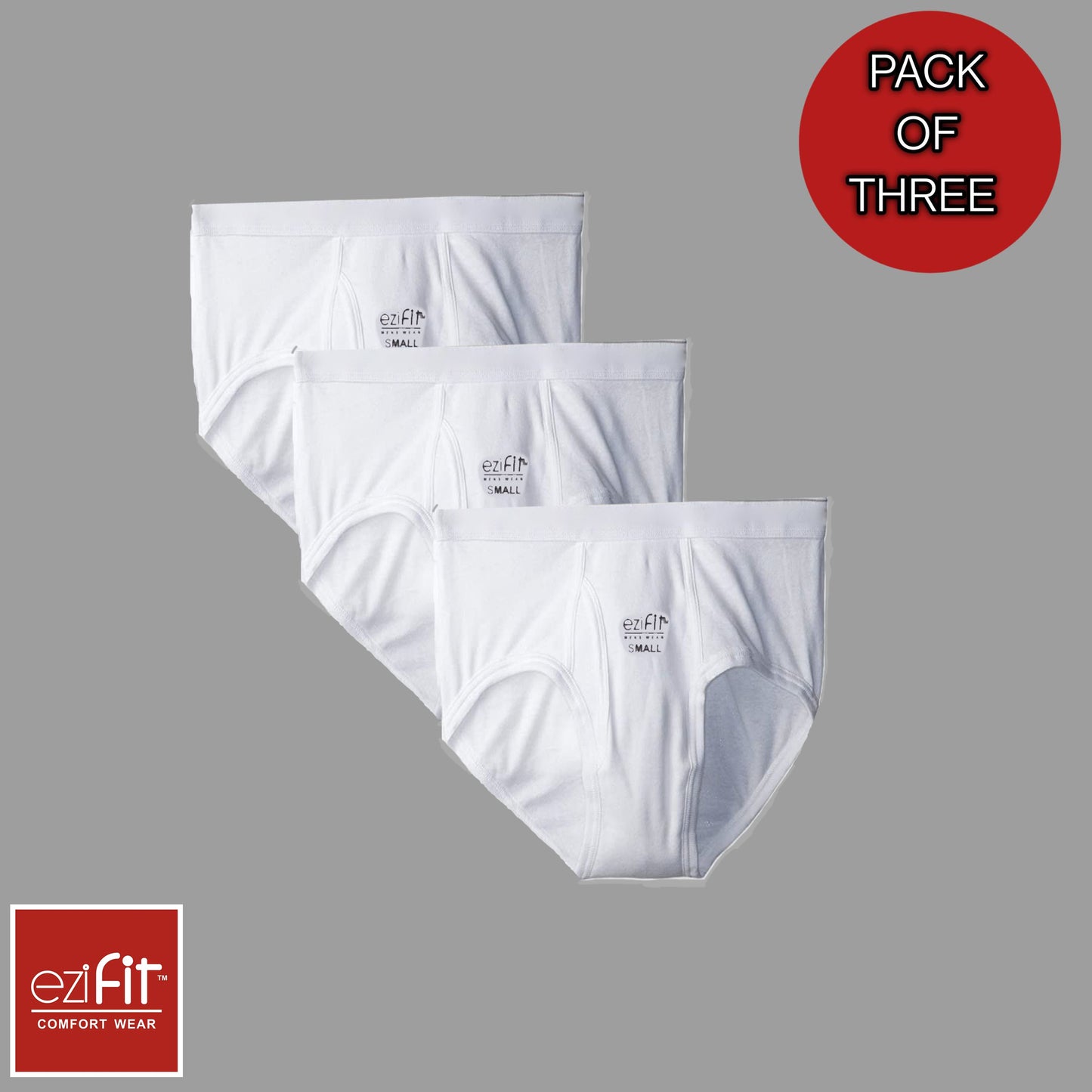 EziFit Pure Combed Cotton Fabric Underwear Briefs For Boys (Pack of 3)