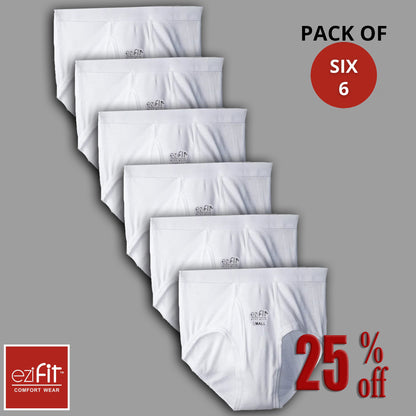EziFit Pure Combed Cotton Fabric Underwear Briefs For Men (Pack of SIX 6)