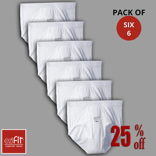 EziFit Pure Combed Cotton Fabric Underwear Briefs For Men (Pack of SIX 6)