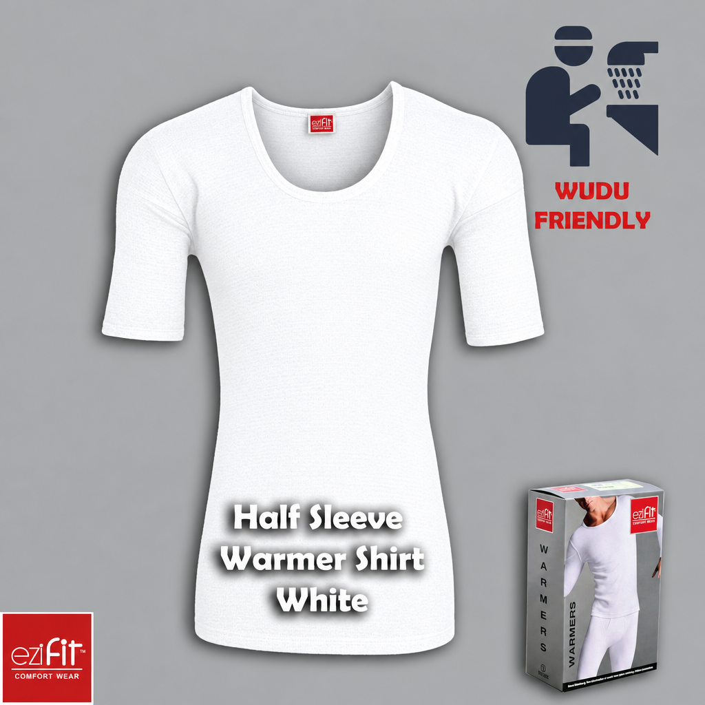 Web-ready white half-sleeve warmer shirt image